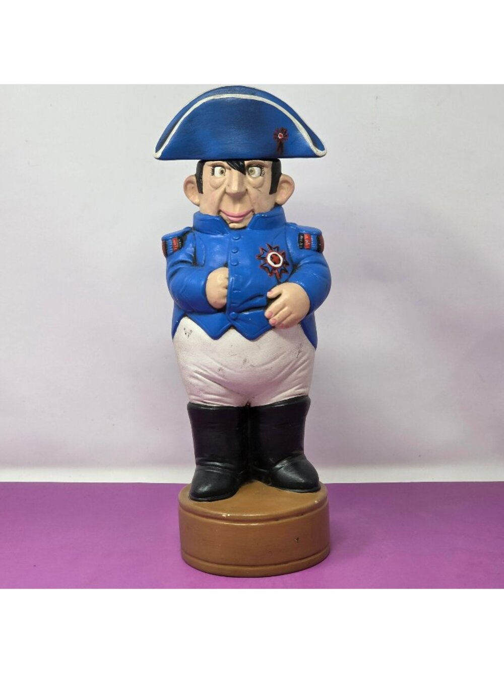 Napoleon Bonaparte-Inspired Ceramic Decanter Hand-Painted Blue & White Uniform